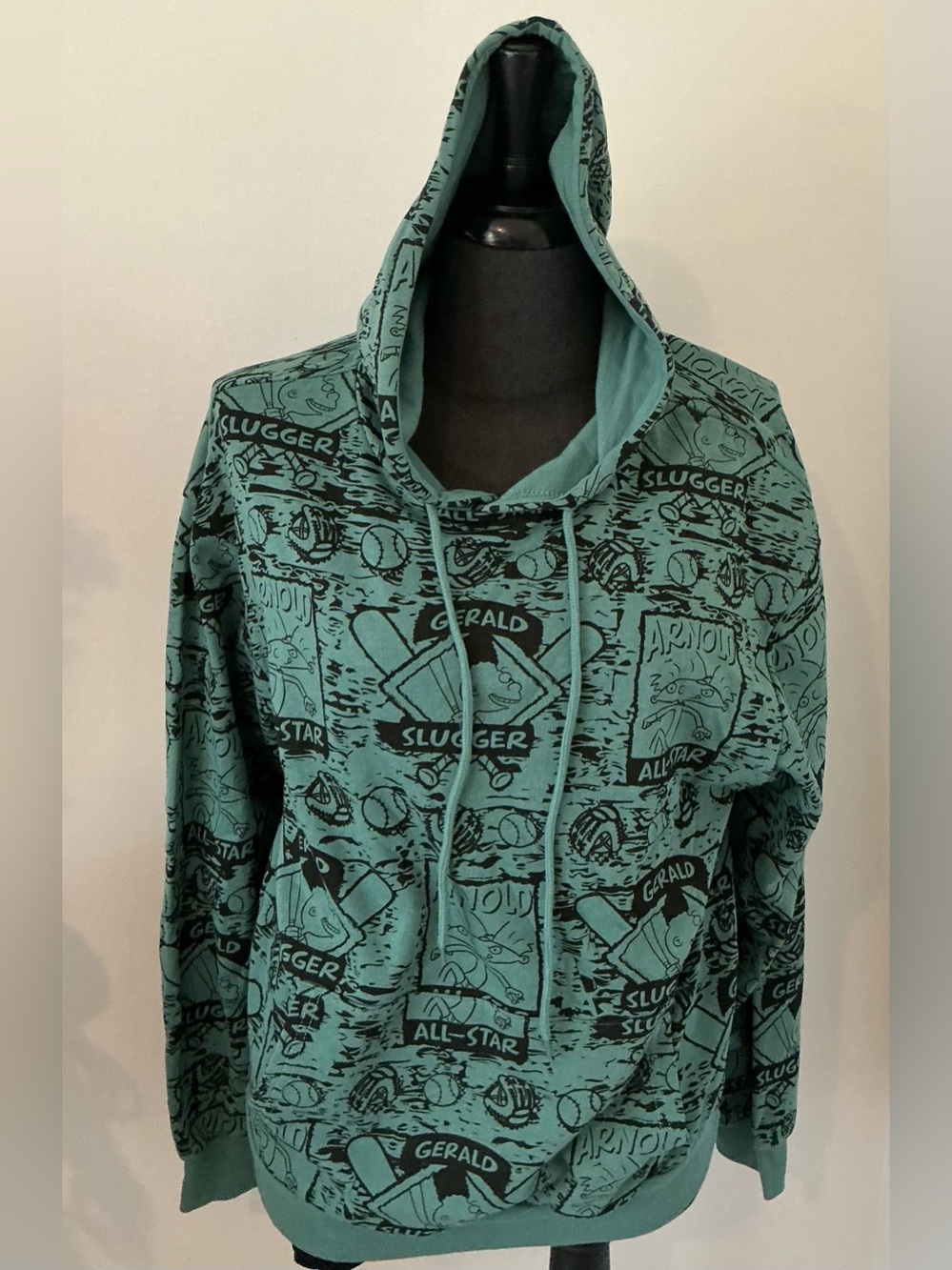 NWT Nickelodeon Teal Gerald Slugger Crewneck Hoodie Size Medium